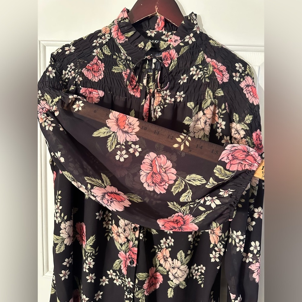 YUMI KIM Anthro ASTORIA XLP Petite Feminine Romantic Dress Floral Smocked Black - Picture 12 of 16